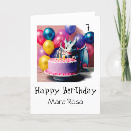 Cartão De Agradecimento *~* AP88 AGE Baby Tiny Dragon Cake Birthday Card