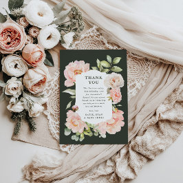 Cartão De Agradecimento Apenas Chá de fraldas Floral Cor de Água Rosa