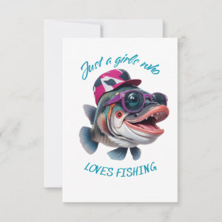 Cartão De Agradecimento apenas uma garota que adora pescar