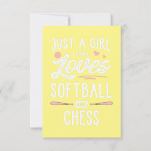 Cartão De Agradecimento Apenas Uma Menina Que Ama Softball E Xadrez.