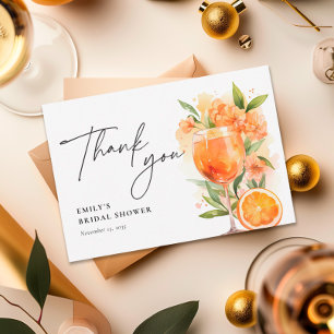 Cartão De Agradecimento Aperol Spritz Aquarela Chá de Noiva