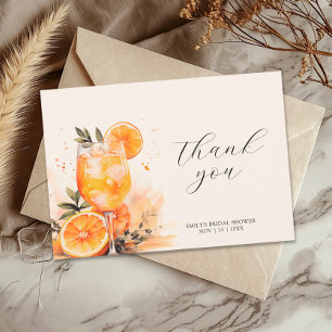 Cartão De Agradecimento Aperol Spritz Aquarela Chá de Noiva 