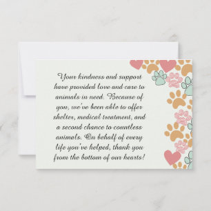 Cartão De Agradecimento Apoiadores de Apreciação de Emergência Pet
