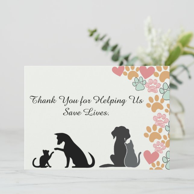Cartão De Agradecimento Apoiadores do Pet Rescue Appreciation (Em pé/Frente)