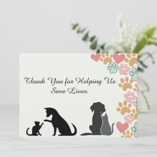 Cartão De Agradecimento Apoiadores do Pet Rescue Appreciation