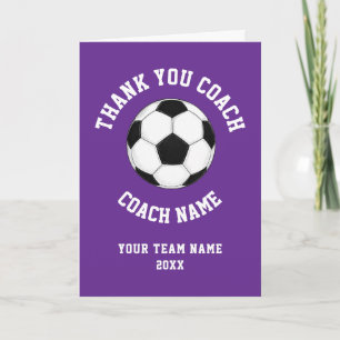 Cartão De Agradecimento Apreciação ao Treinador de Futebol Roxo