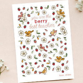 Cartão De Agradecimento Apreciação de Professores de Morangos e Aves