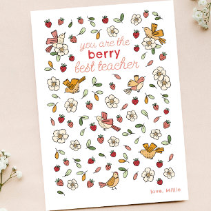 Cartão De Agradecimento Apreciação de Professores de Morangos e Aves