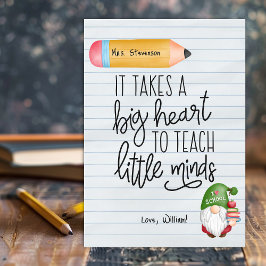 Cartão De Agradecimento Apreciação do Professor Gnomo com Livros