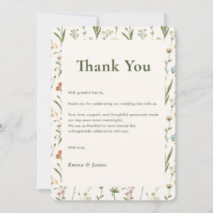 Cartão De Agradecimento Apreciação Floral de Casamento de Flor Silvestre R