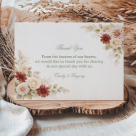 Cartão De Agradecimento Apreciação Floral Neutra Elegante