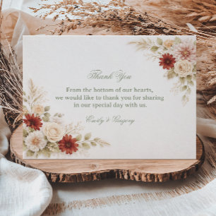 Cartão De Agradecimento Apreciação Floral Neutra Elegante