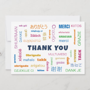 Cartão De Agradecimento Apreciação Internacional Colorida Multilíngue
