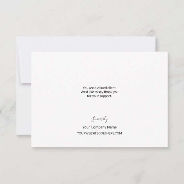 Cartão De Agradecimento Apreciação Simples do Cliente Empresarial (Verso)