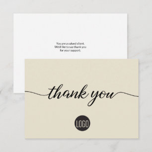 Cartão De Agradecimento Apreciação Simples do Cliente para Empresas Beige