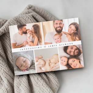 Cartão De Agradecimento Apresentando Bebê Colagem de Fotos Moderno Nascime