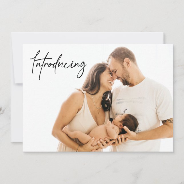 Cartão De Agradecimento Apresentando fotos personalizadas de nascimento de (Frente)