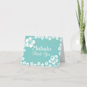 Cartão De Agradecimento Aqua Blue Beach Flowers Wedding Thank You Cards