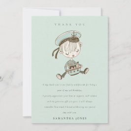 Cartão De Agradecimento Aqua Boys Pequeno Marinheiro Náutico Aniversário d