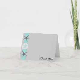 Cartão De Agradecimento Aqua e obrigado cinzento do casamento da estrela