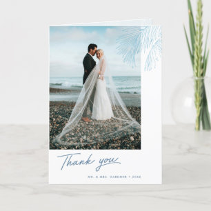 Cartão De Agradecimento Aqua Palm Deixa Casamento de Praia Tropical