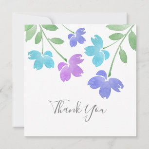 Cartão De Agradecimento Aqua, Sistemas de Flor de Aquarela Periwinkle