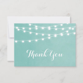 Cartão De Agradecimento Aqua String Lights Casamento Obrigado