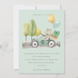 Cartão De Agradecimento Aqua verde-branca qualquer Ursinho de Festa de ani