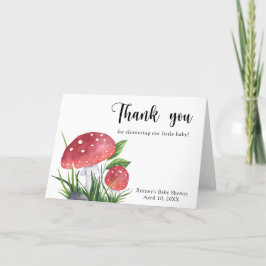 Cartão De Agradecimento Aquarela amanita - obrigado chá de bebê