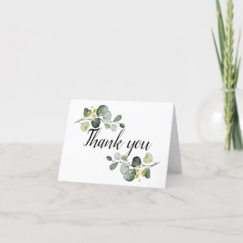 Cartão De Agradecimento Aquarela Azul Empoeirada Eucalipto