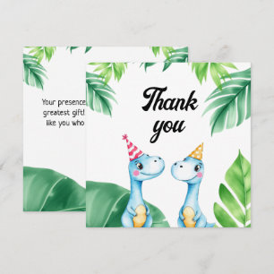 Cartão De Agradecimento Aquarela Azul Trex Verdura Aniversário de 3 anos d