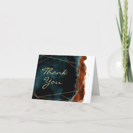 Cartão de Agradecimento Aquarela Azul Turquesa e L