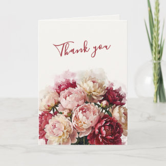 Cartão De Agradecimento Aquarela Blooms | Peônia Elegante