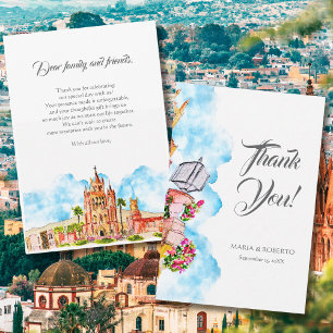 Cartão De Agradecimento Aquarela Casamento Rústico San Miguel de Allende
