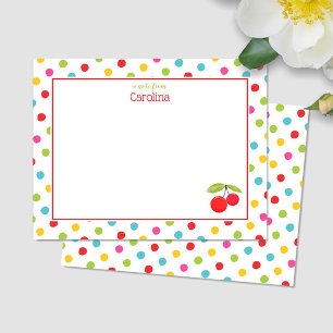 Cartão De Agradecimento Aquarela Cerejas & Pontos Papelaria Colorida