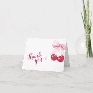 Cartão de Agradecimento Aquarela com Laço Rosa Cer