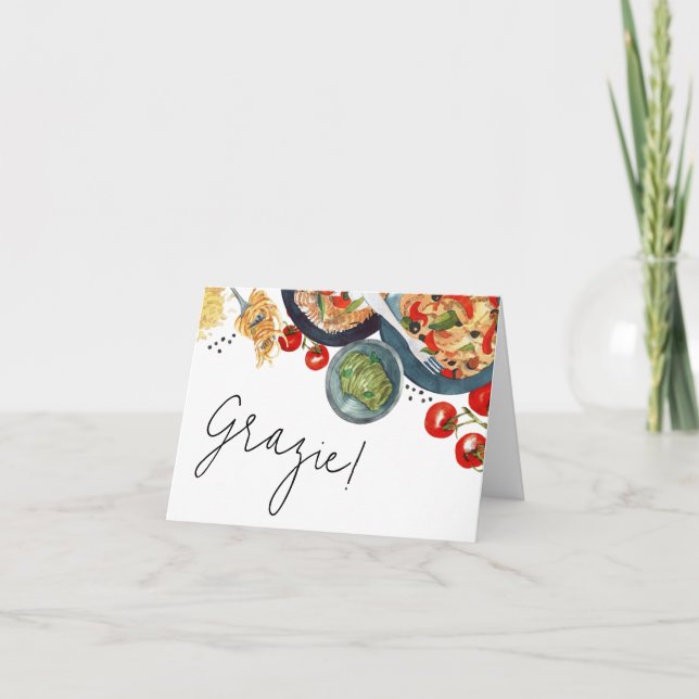 Cartão De Agradecimento Aquarela Comida Italiana Que Amor! (Frente)