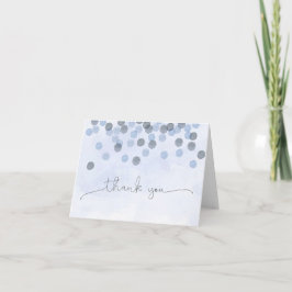 Cartão de Agradecimento Aquarela Confete Azul