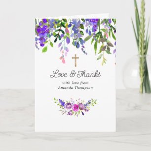 Cartão De Agradecimento Aquarela Confirmação Floral Violeta