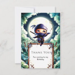 Cartão De Agradecimento Aquarela Crianças Ninja Aniversário
