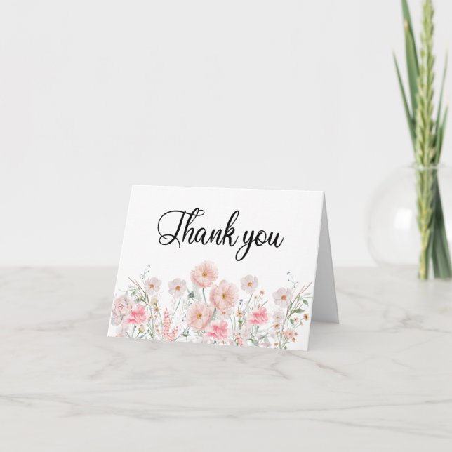 Cartão De Agradecimento Aquarela de Bordas Florais (Frente)