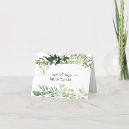 Cartão De Agradecimento Aquarela de Folhagem de Eucalipto Verde Casamento 
