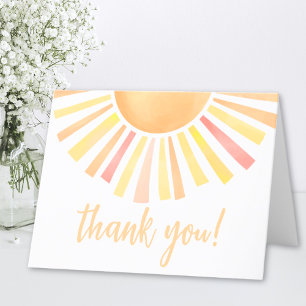 Cartão De Agradecimento Aquarela de Sol Luz do Sol Obrigada