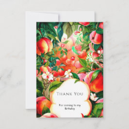 Cartão De Agradecimento Aquarela Encantada de Aniversário Pêssego