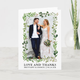 Cartão De Agradecimento Aquarela Eucalyptus Amor e Obrigados Dobrados