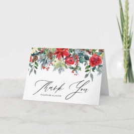 Cartão De Agradecimento Aquarela Festiva Floral Casamento no inverno