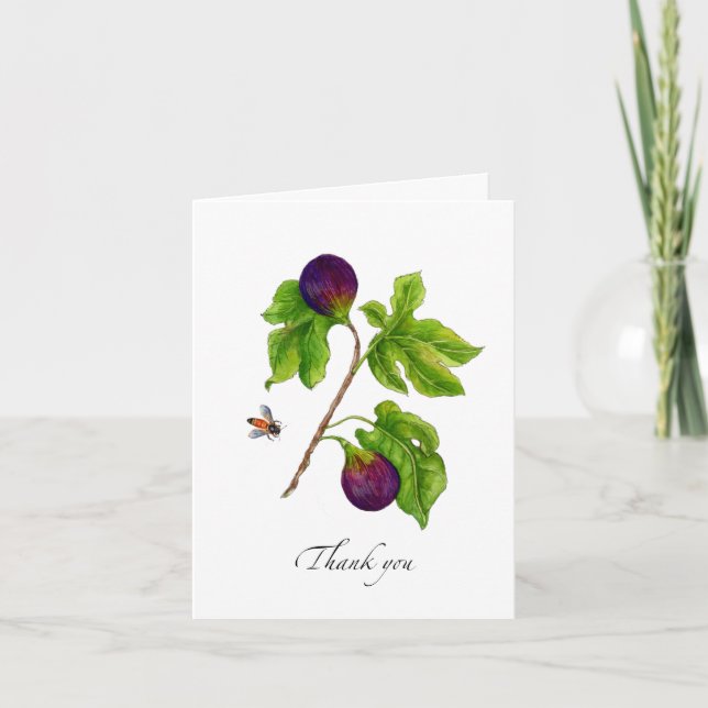 Cartão De Agradecimento Aquarela Fig Folded botânico  (Frente)