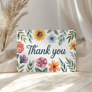 Cartão De Agradecimento Aquarela Flor Silvestre