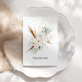 Cartão De Agradecimento Aquarela Floral Boêmio Branco Casamento Boho
