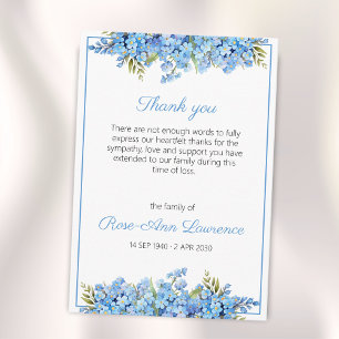 Cartão De Agradecimento Aquarela Floral Miosótis Azul Funeral